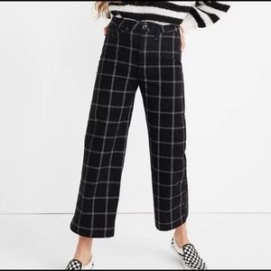 {Madewell} Checkered Slim Emmett Wide-Leg Crop
